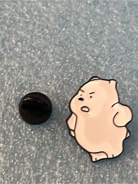 White Cartoon Character Enamel Pin